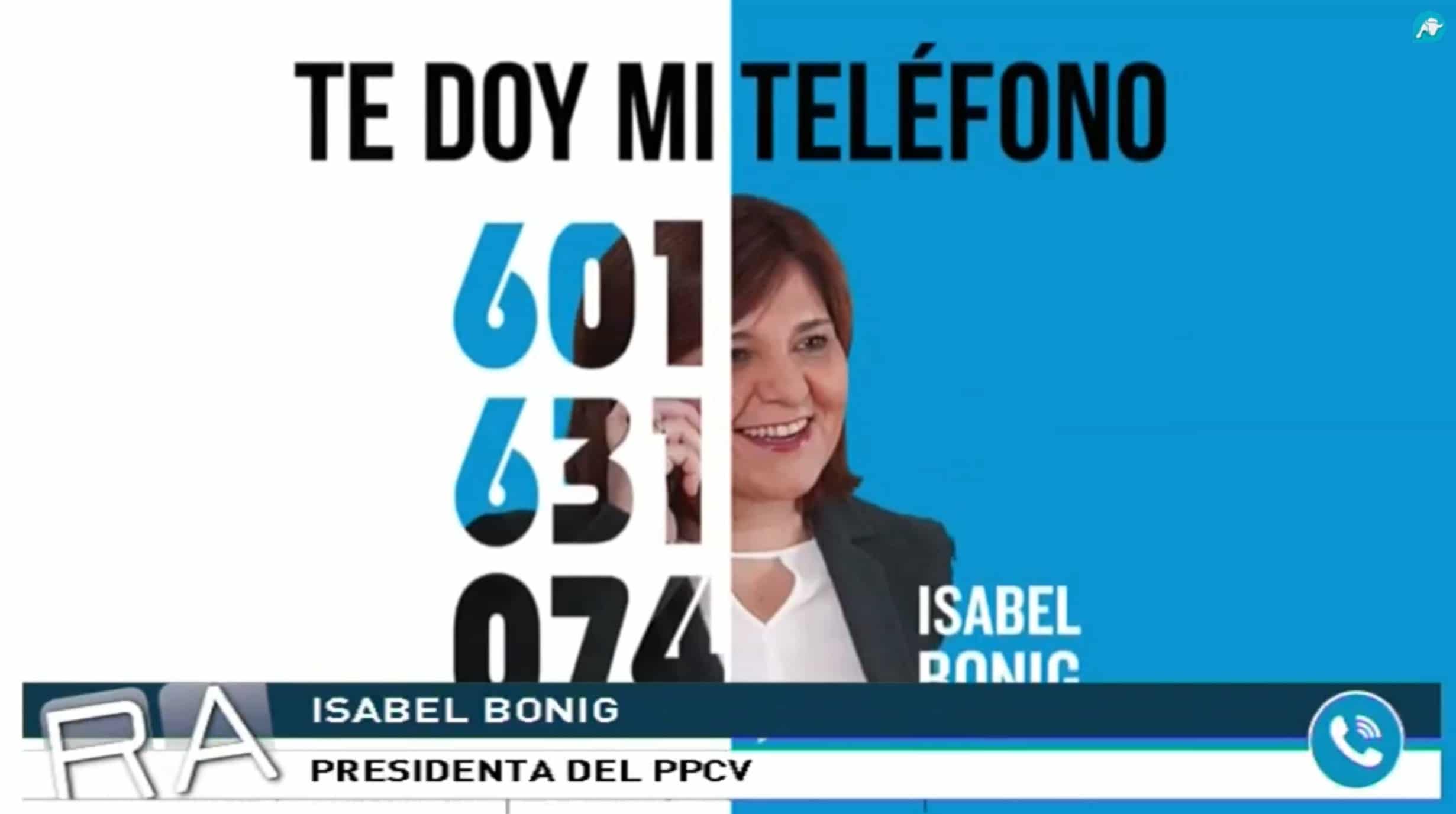 ‘Te doy mi teléfono’, la nueva propuesta del PP para hablar personalmente con Isabel Bonig