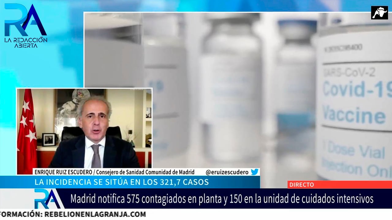 Enrique Ruiz Escudero, Consejero de Sanidad, informa sobre la situación epidemiológica de Madrid