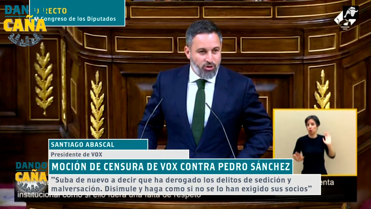 El discurso de Santiago Abascal íntegro en la moción de censura contra Pedro Sánchez