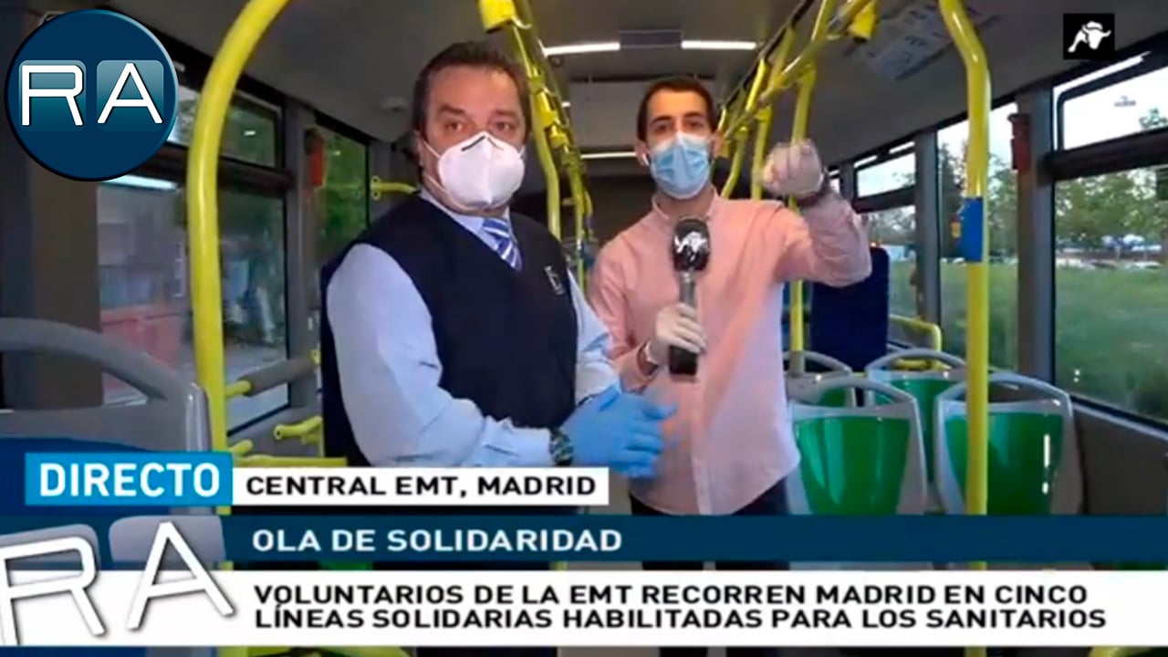 Nos subimos a los autobuses solidarios que trasladan a los sanitarios de Madrid