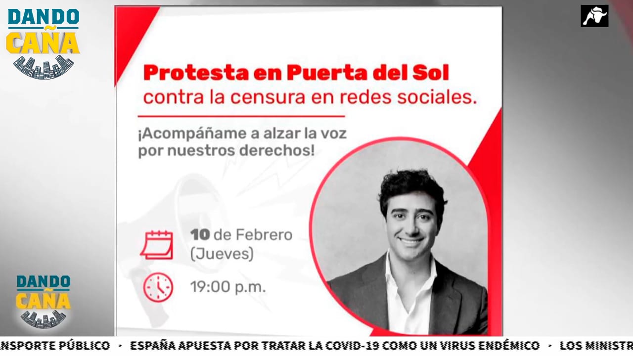 Alvise Pérez convoca una protesta contra la censura en RRSS hoy a las 19:00 en la Puerta del Sol