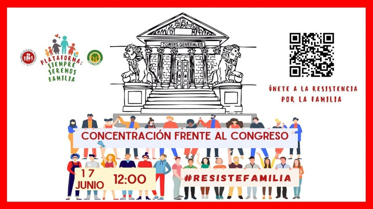 Primera concentración de familias frente al Congreso de los Diputados este sábado 17 de junio