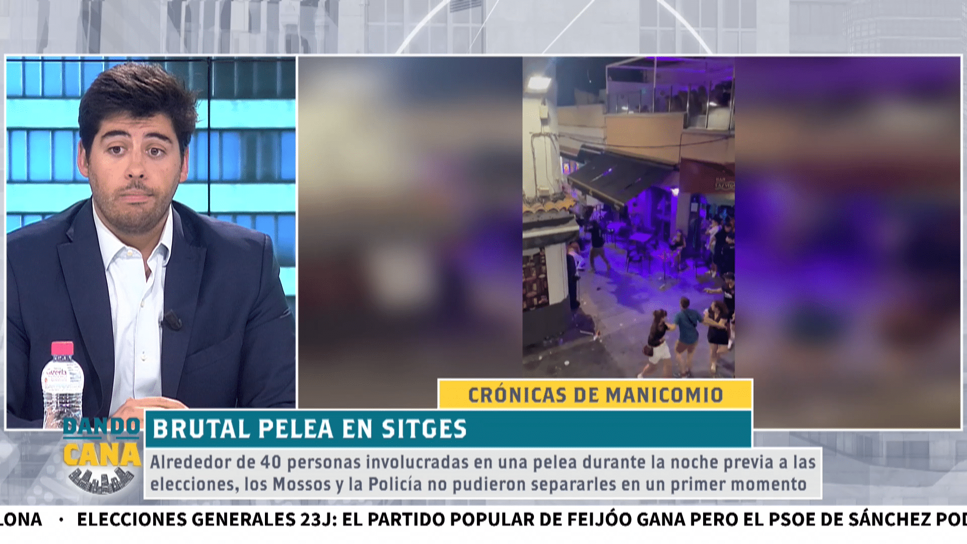 Batalla campal en Stiges con botellas, palos y sillas volando
