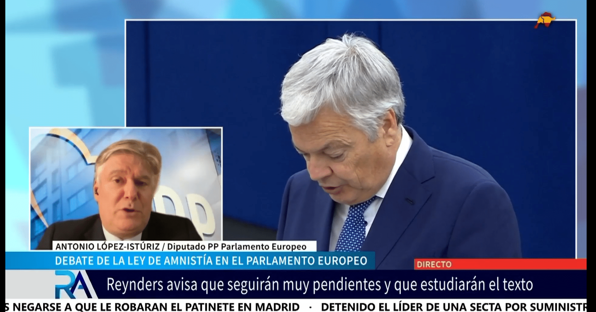 El eurodiputado Antonio López-Istúriz contento con el debate sobre la amnistía: «Por fin la Unión Europea empieza a actuar».