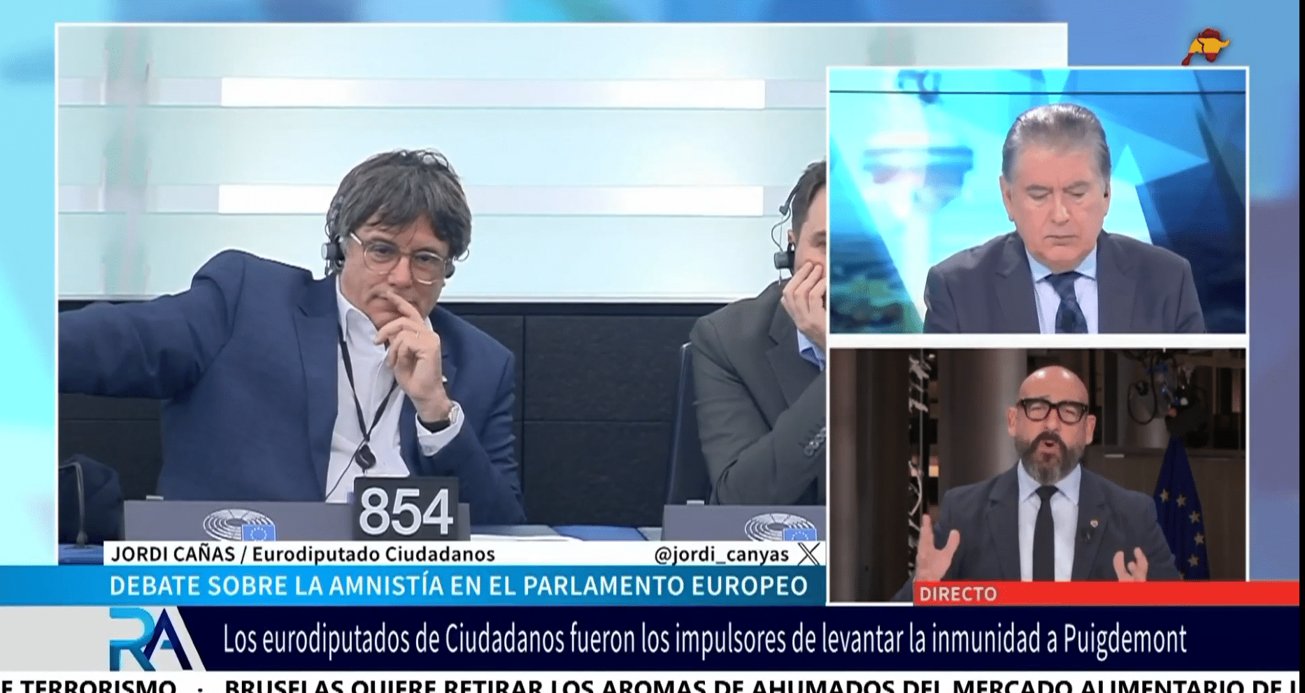  Jordi Cañas, ofendido con Carles Puigdemont por su actitud en la Eurocámara: «Estaban encantados porque les encanta ser el centro de atención».