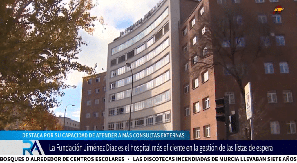 La Fundación Jiménez Díaz es el hospital más eficiente en la gestión de las listas de espera de la Comunidad de Madrid