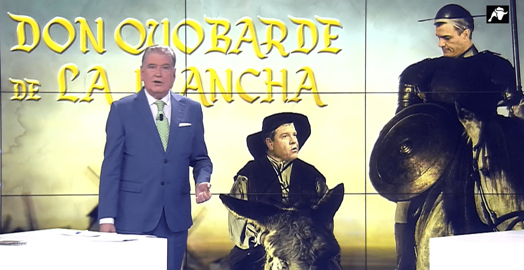 ‘Don Quobarde de la Mancha’, Page, con el borrico al lado del hidalgo Sánchez 