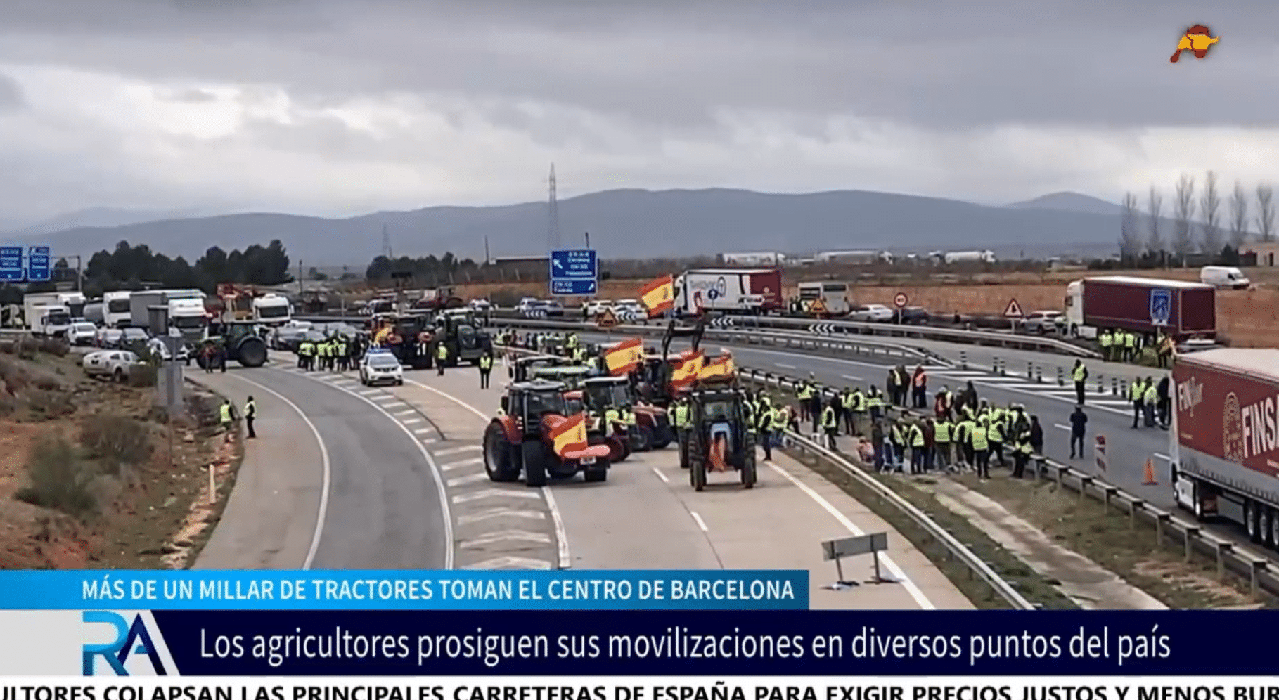 Segundo día de tractorada y el sector agrario no se da por vencido: España entera inundada de camiones