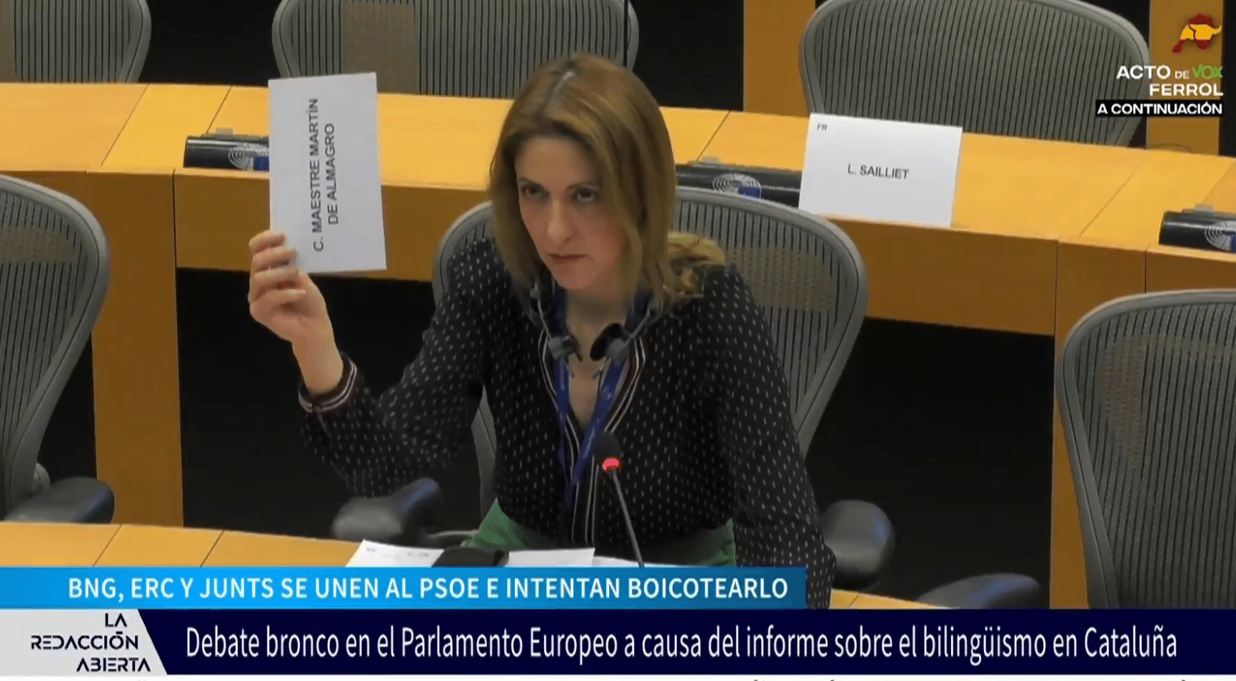 Máxima tensión en el Parlamento Europeo: PSOE, BNG, Junts y ERC intentan boicotear el informe sobre la discriminación linguística en Cataluña