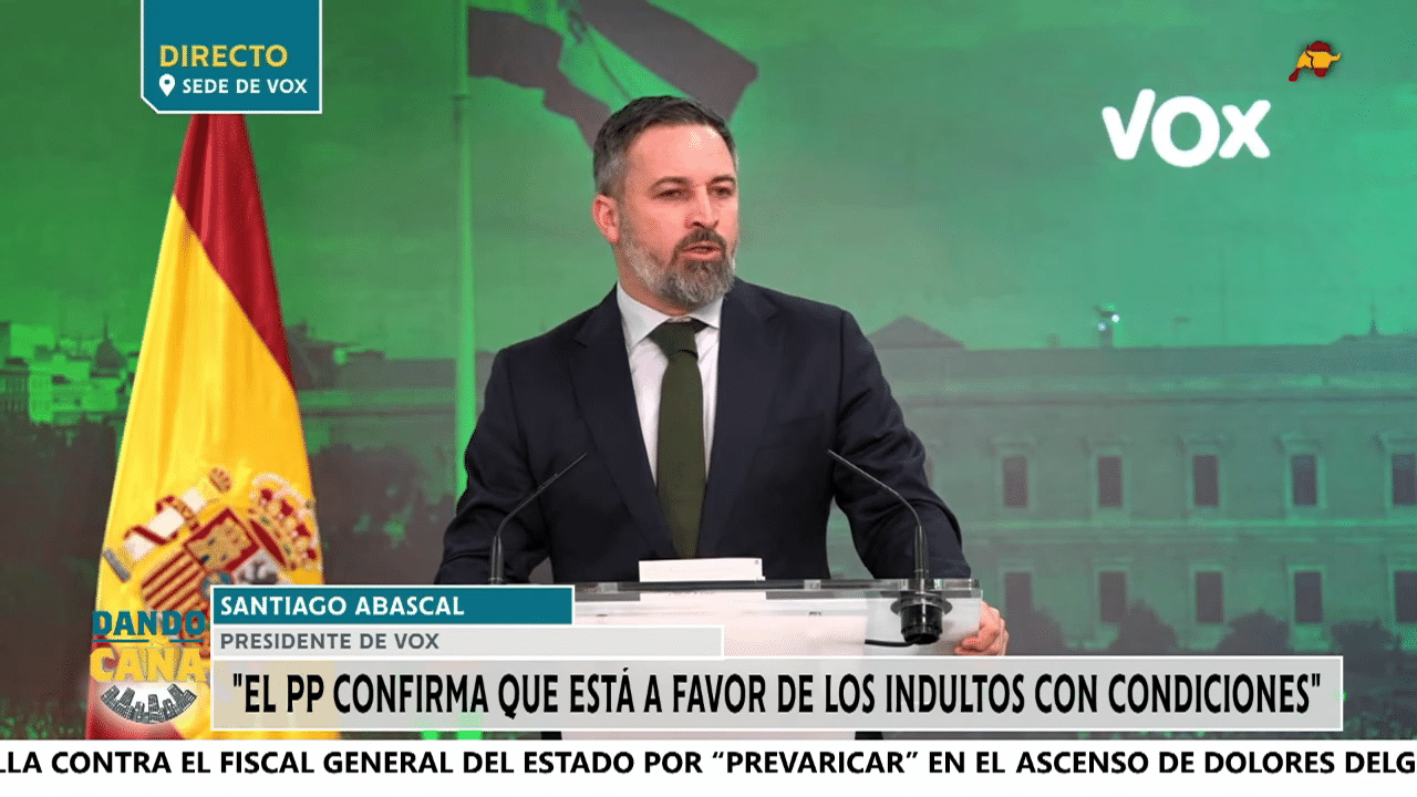 Abascal se planta ante el PP de Feijóo que está “a favor de los indultos” a golpistas