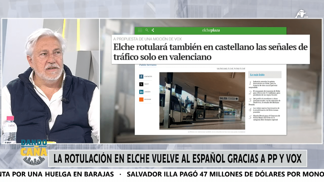 VOX recupera el español en las señales de tráfico de Elche
