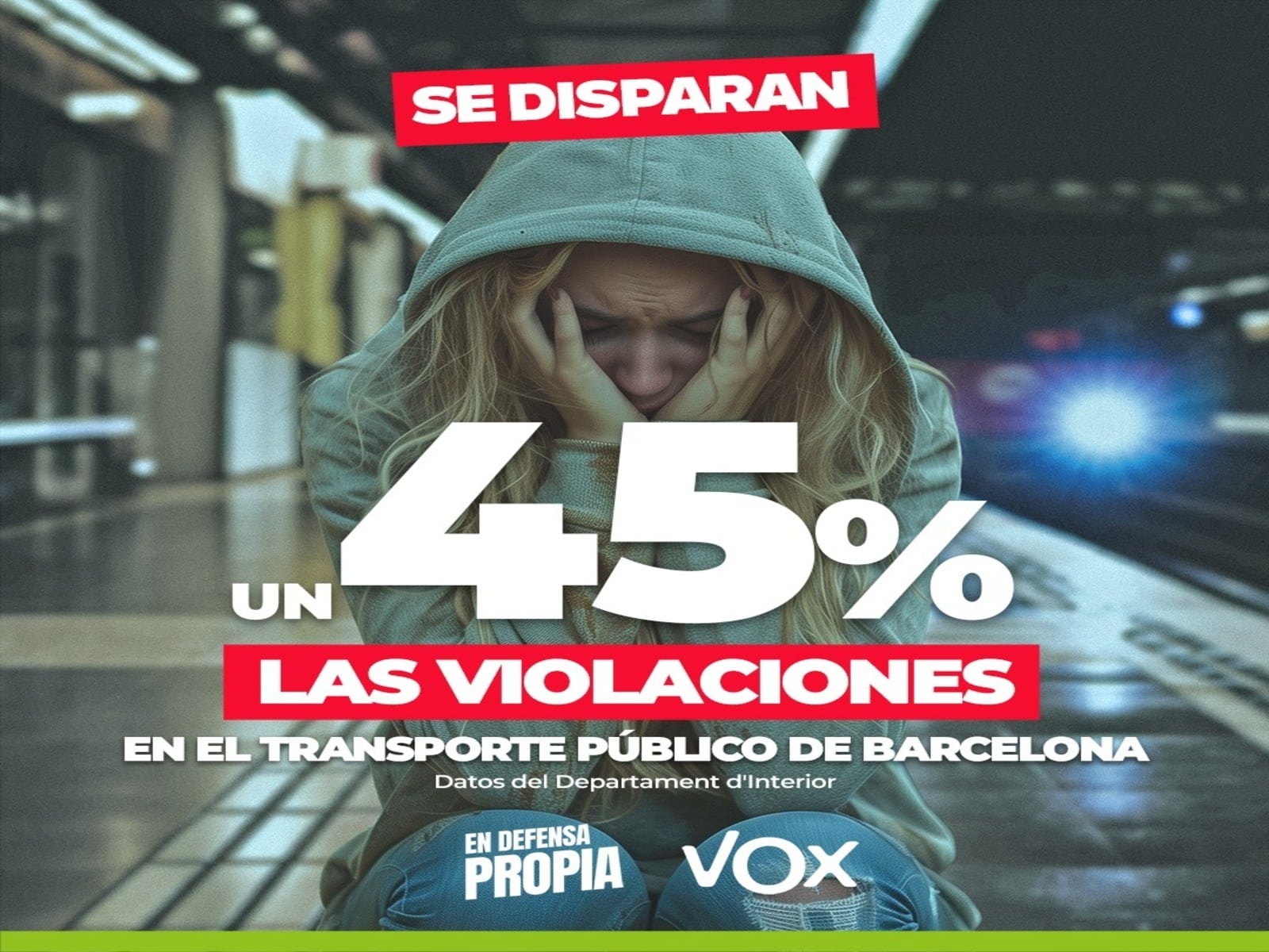 Metro de Barcelona censura una campaña de VOX que denuncia el aumento de las violaciones en el transporte público