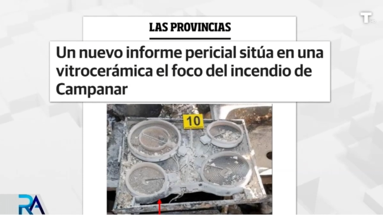 INCENDIO CAMPANAR VALENCIA. El origen del fuego podría haber estado en una VITROCERÁMICA