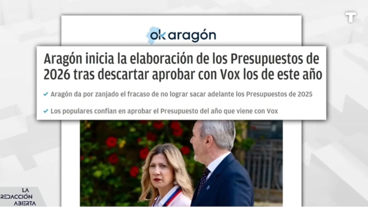El Gobierno de Azcón inicia los trámites para los Presupuestos de 2026 tras el fracaso del acuerdo con Vox