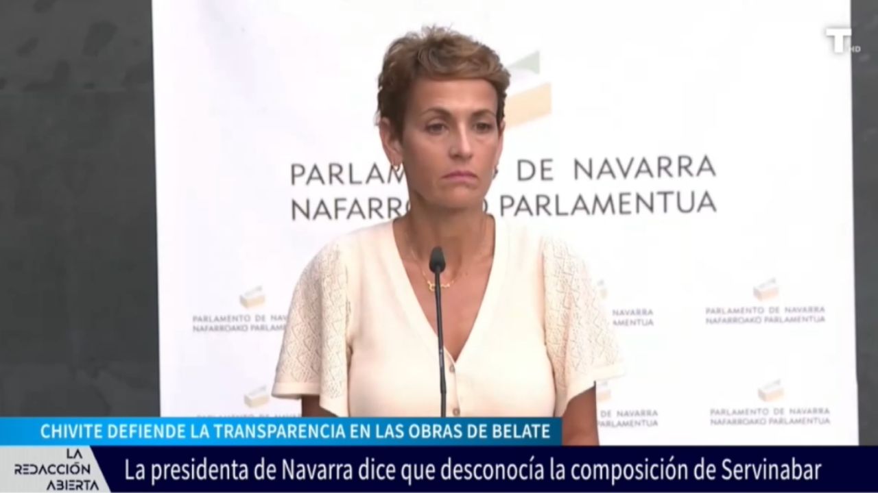 Chivite defiende la transparencia en las obras de Belate y niega conocer el vínculo de Servinabar con Santos Cerdán