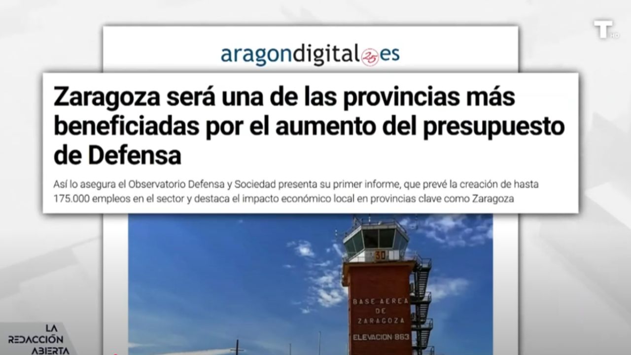 Zaragoza creará nuevos puestos de trabajo gracias al aumento del gasto en Defensa