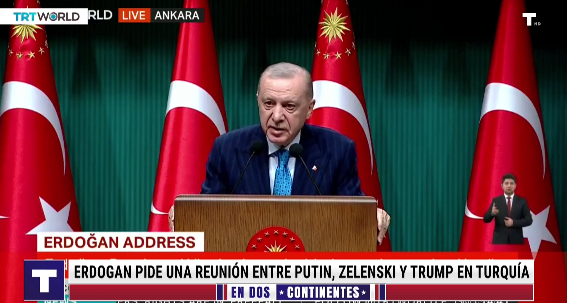 Erdogan propone una reunión con Putin, Zelenski y Trump en Turquía