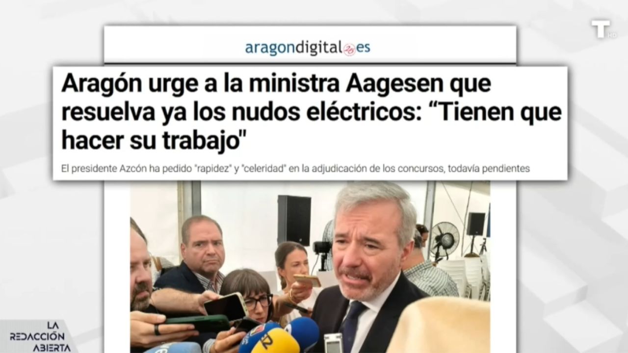 Azcón pide al Gobierno que garanticen y mejoren la red eléctrica en Aragón