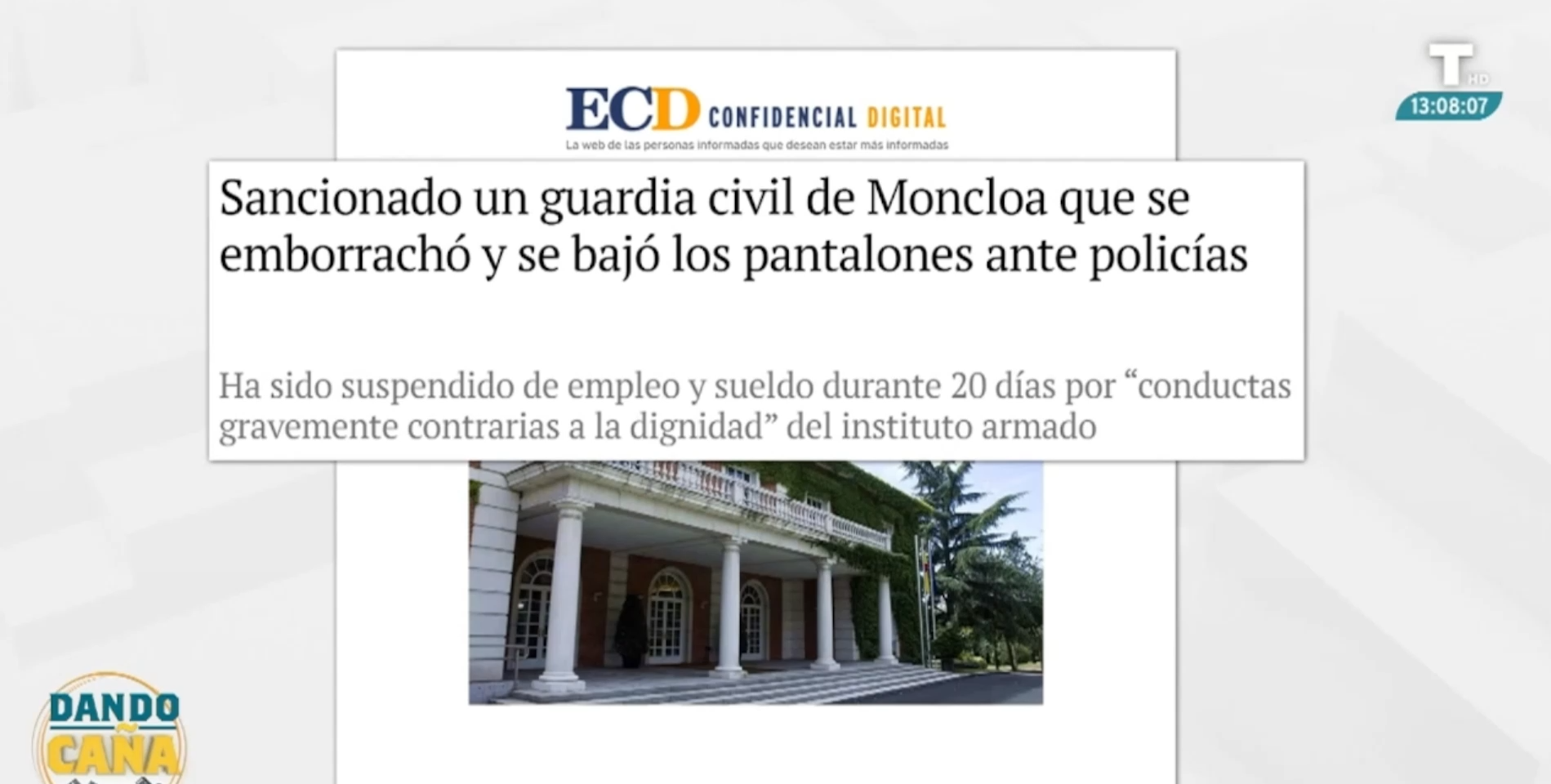 Sancionado un Guardia Civil de la Moncloa que se emborrachó y se bajó los pantalones 