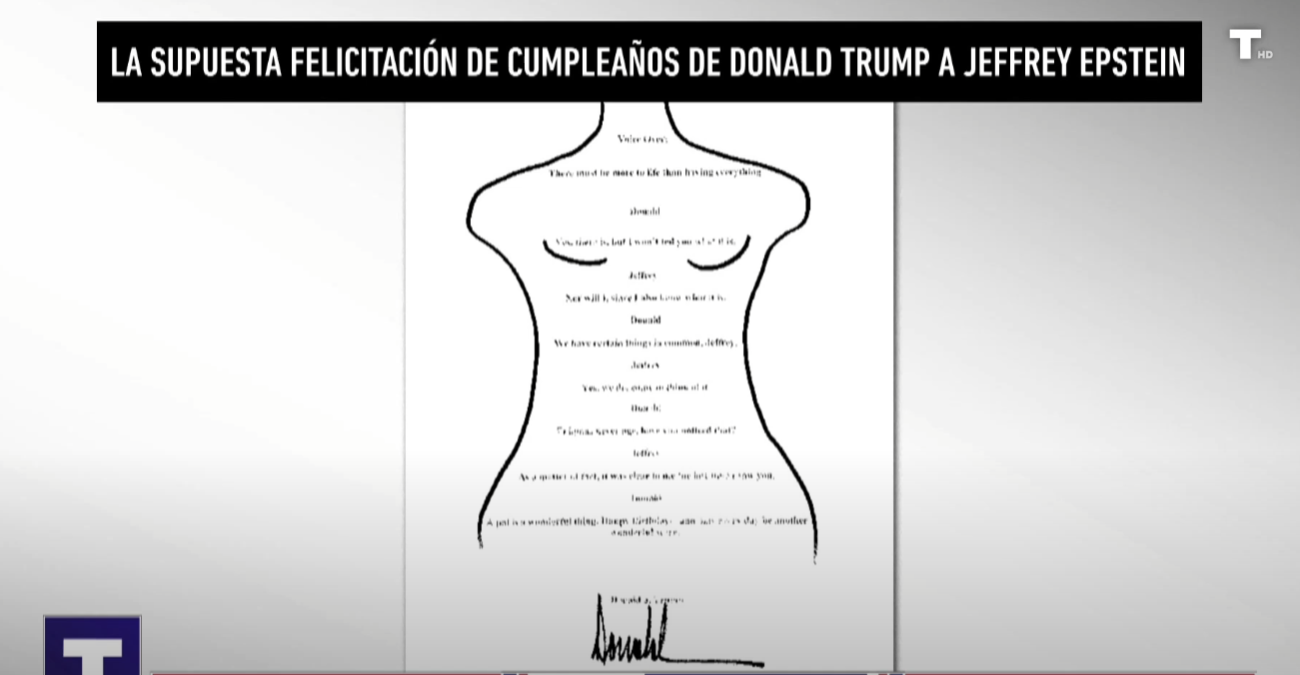 La ‘firma’ de Trump en el dibujo a Epstein