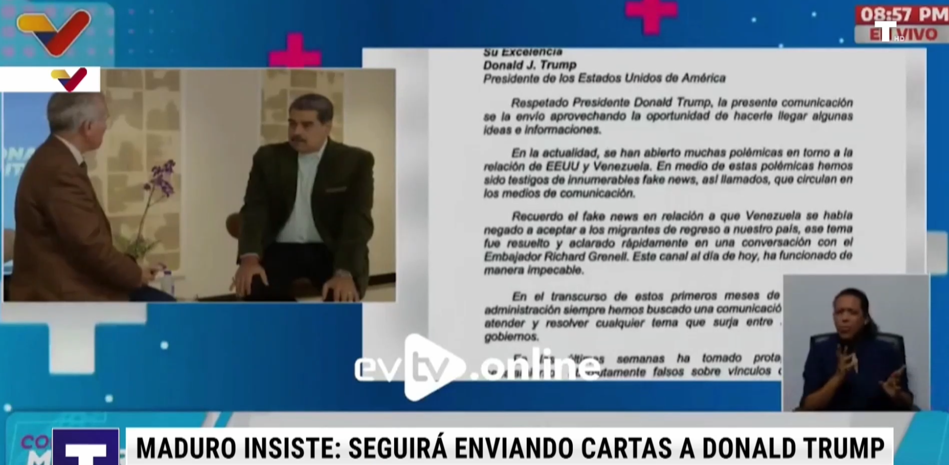 Correspondencia postal entre Maduro y Trump