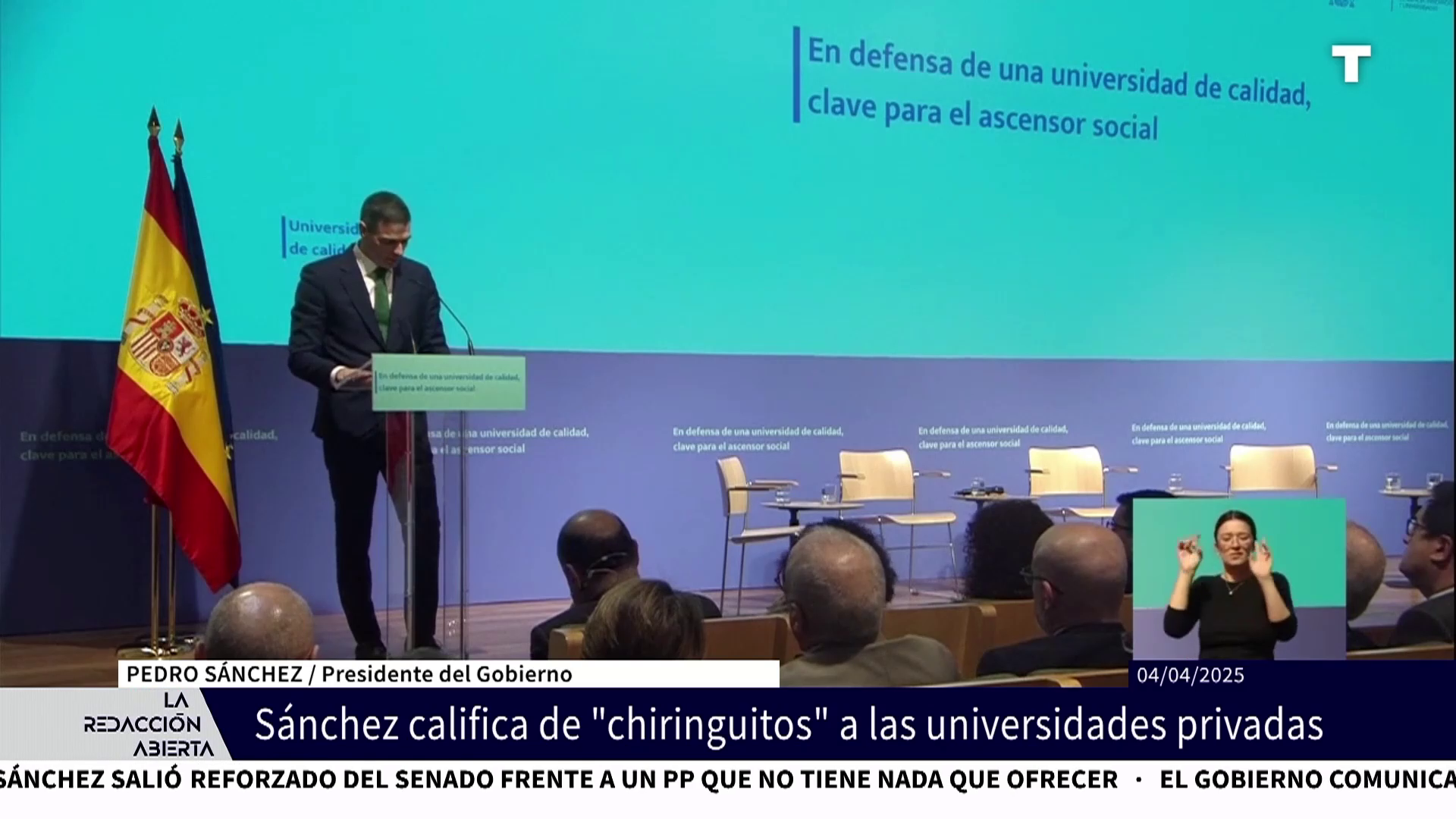 La hija de Sánchez estudia en una universidad que él mismo llamó “chiringuito”