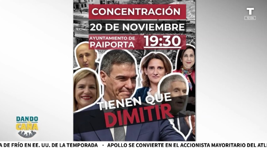 Paiporta convoca una manifestación contra Sánchez bajo el lema «TIENE QUE DIMITIR»