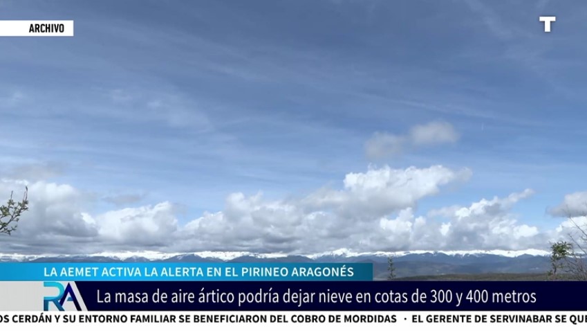 La masa de aire ártico podría dejar nieve en cotas de 300 y 400 metros en Aragón
