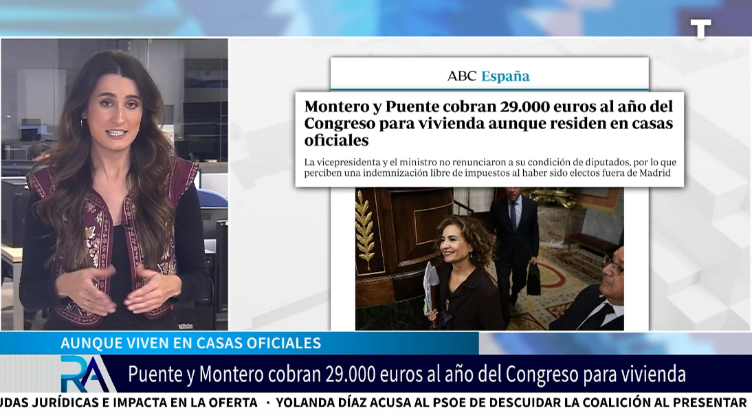 Montero y Puente reciben 29.000 euros extra en dietas para vivienda pese a vivir gratis en Madrid