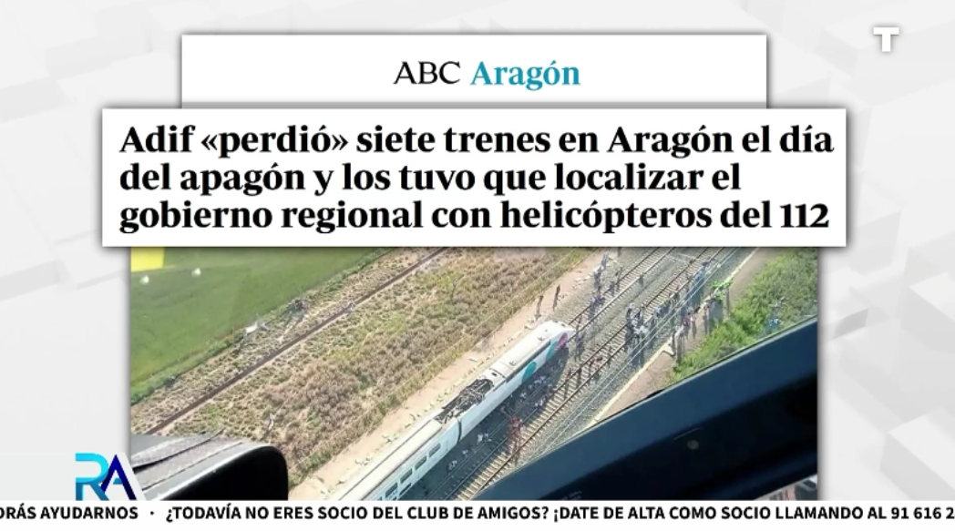Adif no pudo localizar a siete trenes durante el apagón en Aragón