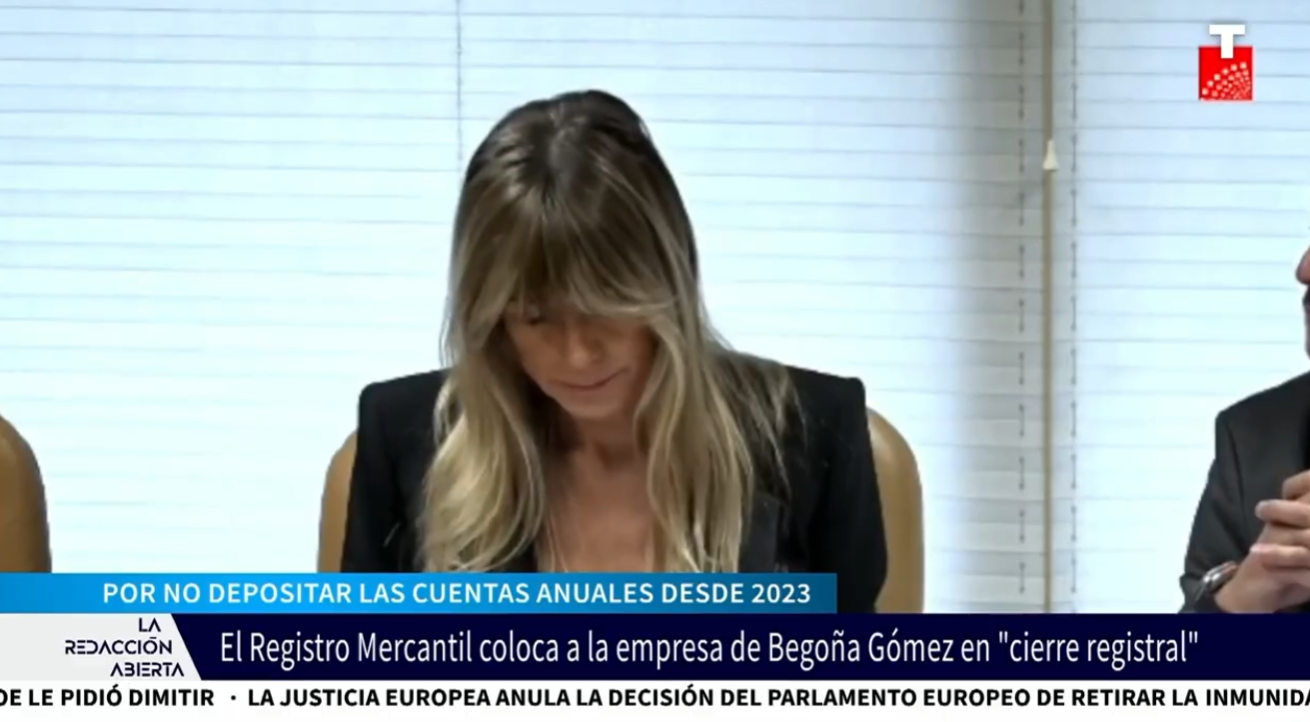 El Registro Mercantil sanciona a la empresa de Begoña Gómez por no presentar las cuentas