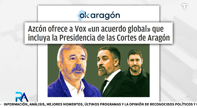 PP y VOX podrían pactar la Presidencia de las Cortes y los presupuestos en Aragón