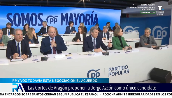 Jorge Azcón, único candidato para presidir Aragón pero sin acuerdo cerrado con VOX
