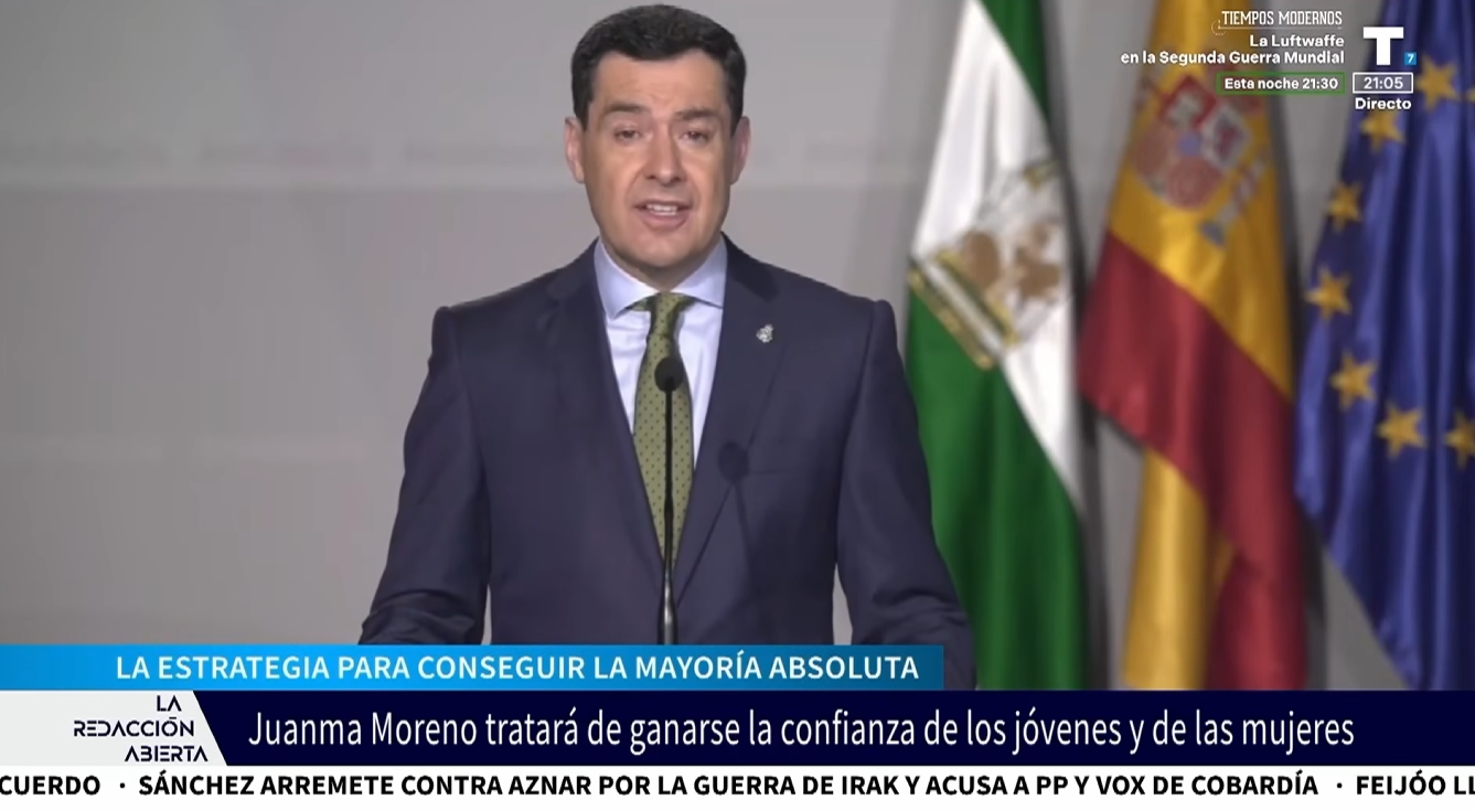 La estrategia de Moreno en Andalucía: ignorar a Vox y seducir a los indecisos de centro-izquierda