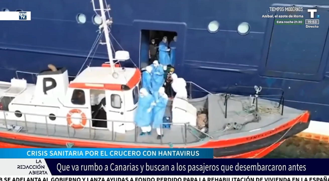 Buscan por tierra, mar y aire a 30 pasajeros que desembarcaron antes del brote de hantavirus