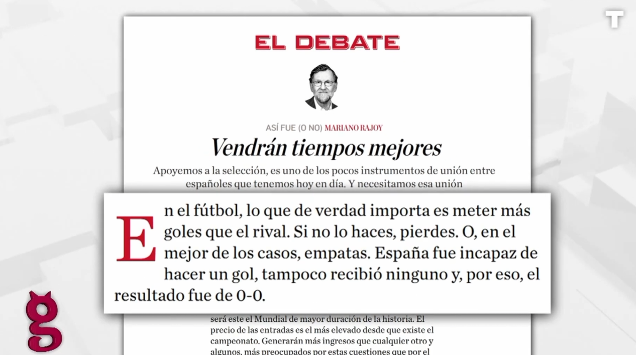Rajoy vuelve a escribir sobre fútbol y no deja indiferente a nadie