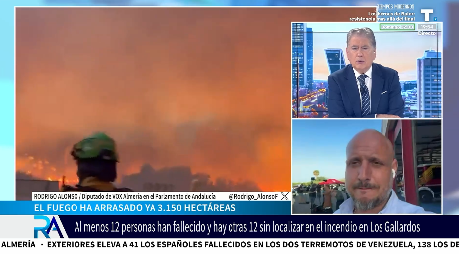 Rodrigo Alonso: «El incendio se origina por la caída de un tendido eléctrico»